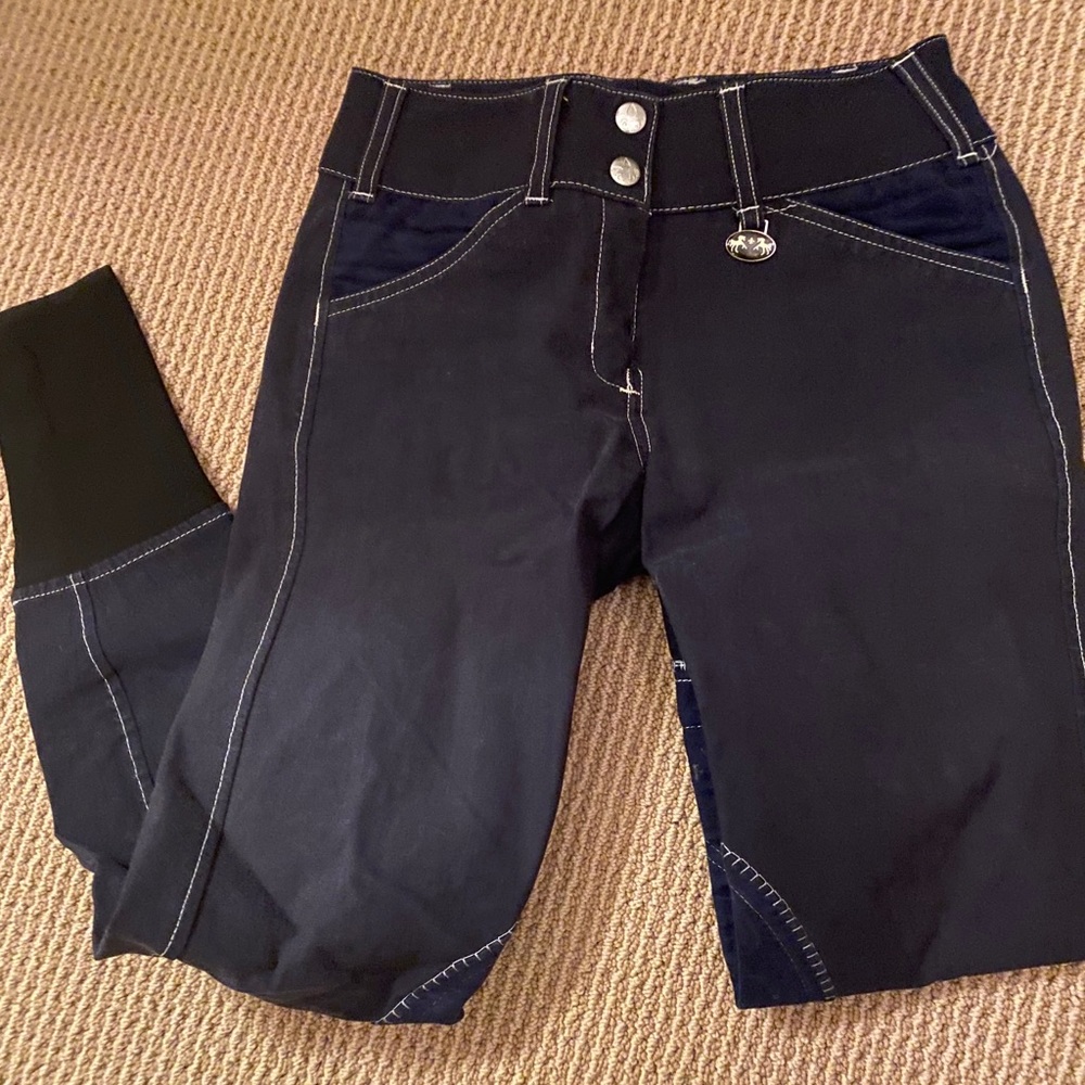 Navy blue equine couture breeches